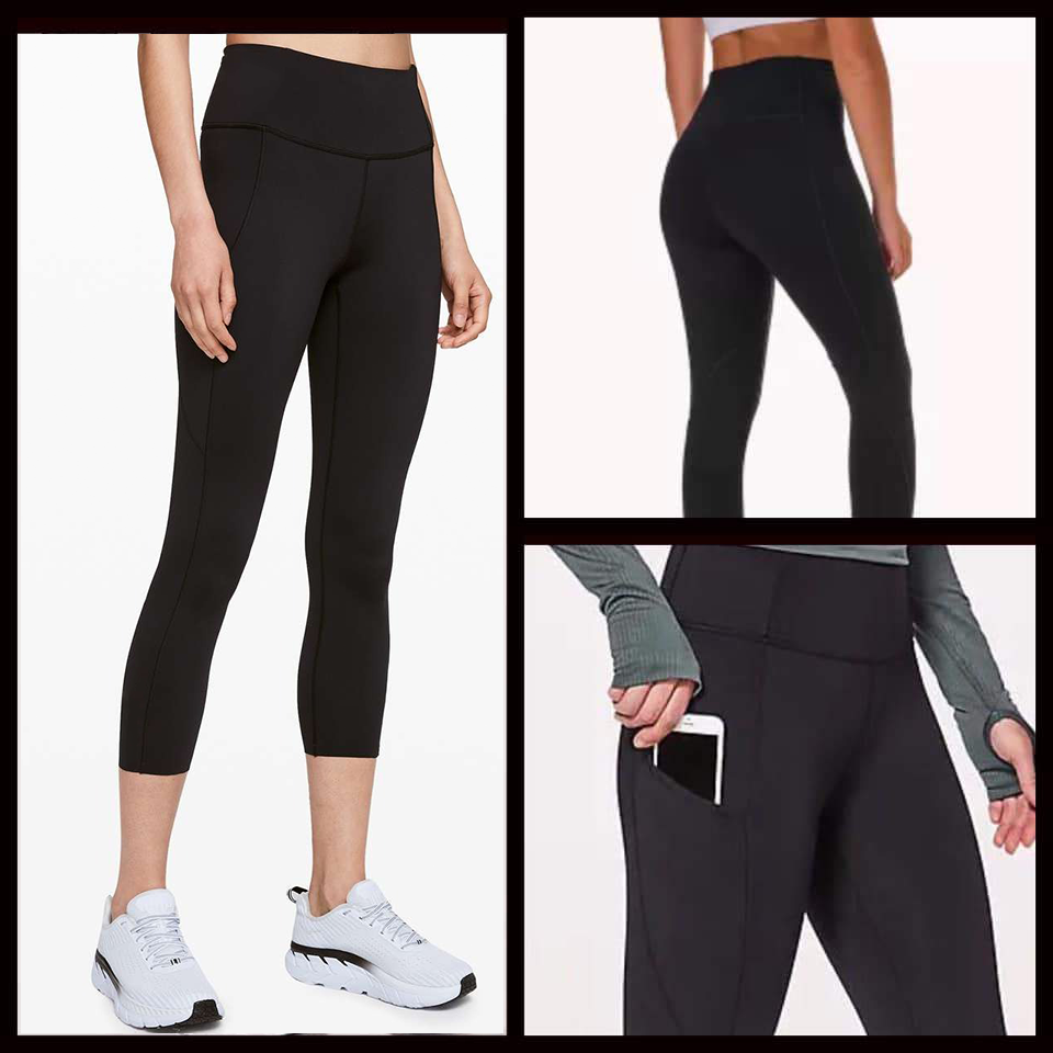 Solid Black Sport Pocket Soft Capri Leggings