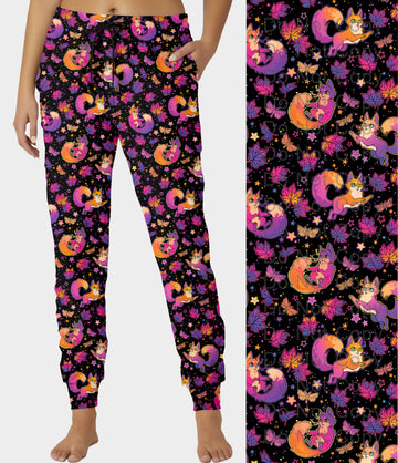 RTS - Fluffy Kitty Cat Leaves Joggers