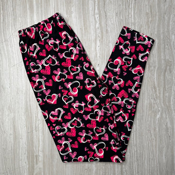 Pink Hearts Print Soft Leggings