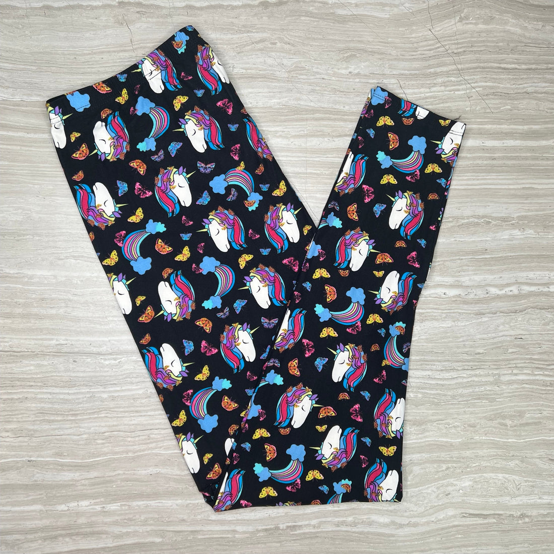 Butterfly Unicorn Print Soft Leggings - Adult & Kid Sizes