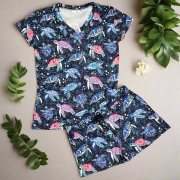 Cloud Soft Stretchy 2 Pcs Pajama Set w/ Pockets - Turtles