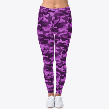 Purple Camo Print Soft Leggings