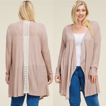Waterfall Longline Cardigan With Lace Back Detail
