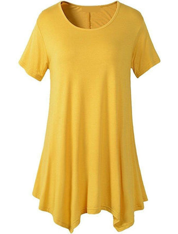 Short Sleeve Shark Bite Top - Yellow