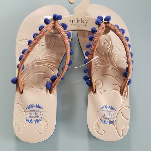 Pom Pom Sandal - Blue