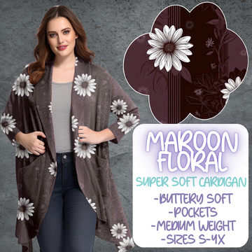 MAROON FLORAL - CARDIGAN B105 PREORDER CLOSING 5/19