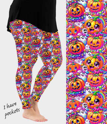 RTS - Rainbow Pumpkins Leggings w/ Pockets