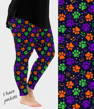 RTS - Spooky Paws Leggings w/ Pockets