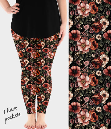 RTS - Vintage Blooms Leggings w/ Pockets