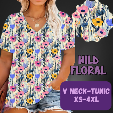 WILD FLORAL - V-NECK TUNIC - PATTERN PANEL & TOPS PREORDER CLOSING 5/23