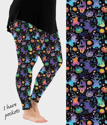 RTS - Witchy Kitty Cat Leggings w/ Pockets