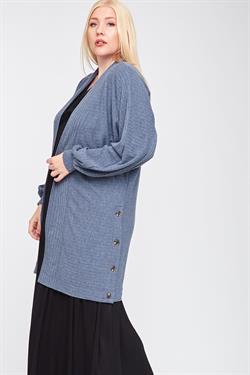 Ribbed Side Button Up Detail Cardigan