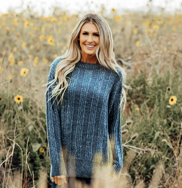 Chenille Cable Sweater - Teal
