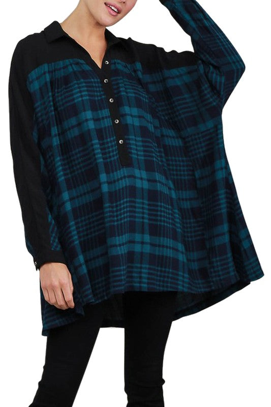 Oversized Plaid Flannel Top