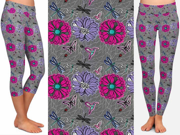 Flowers & Dragonflies Leggings