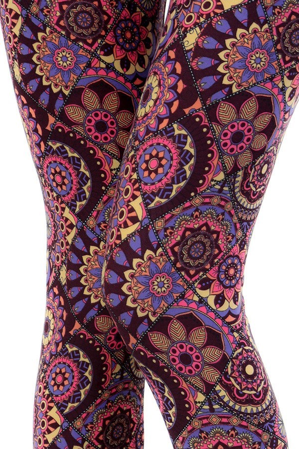 Purple Hue Stained Glass Print Leggings