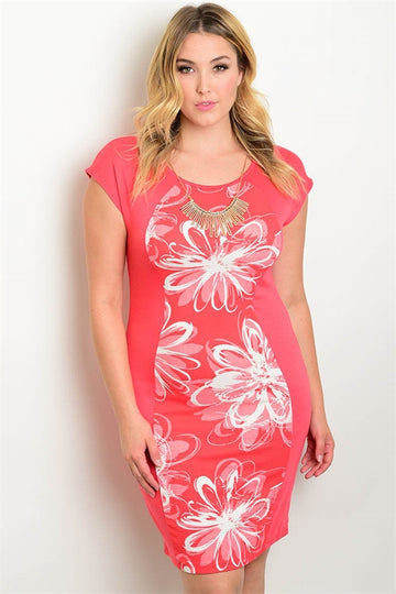 Floral Detail Coral Dress