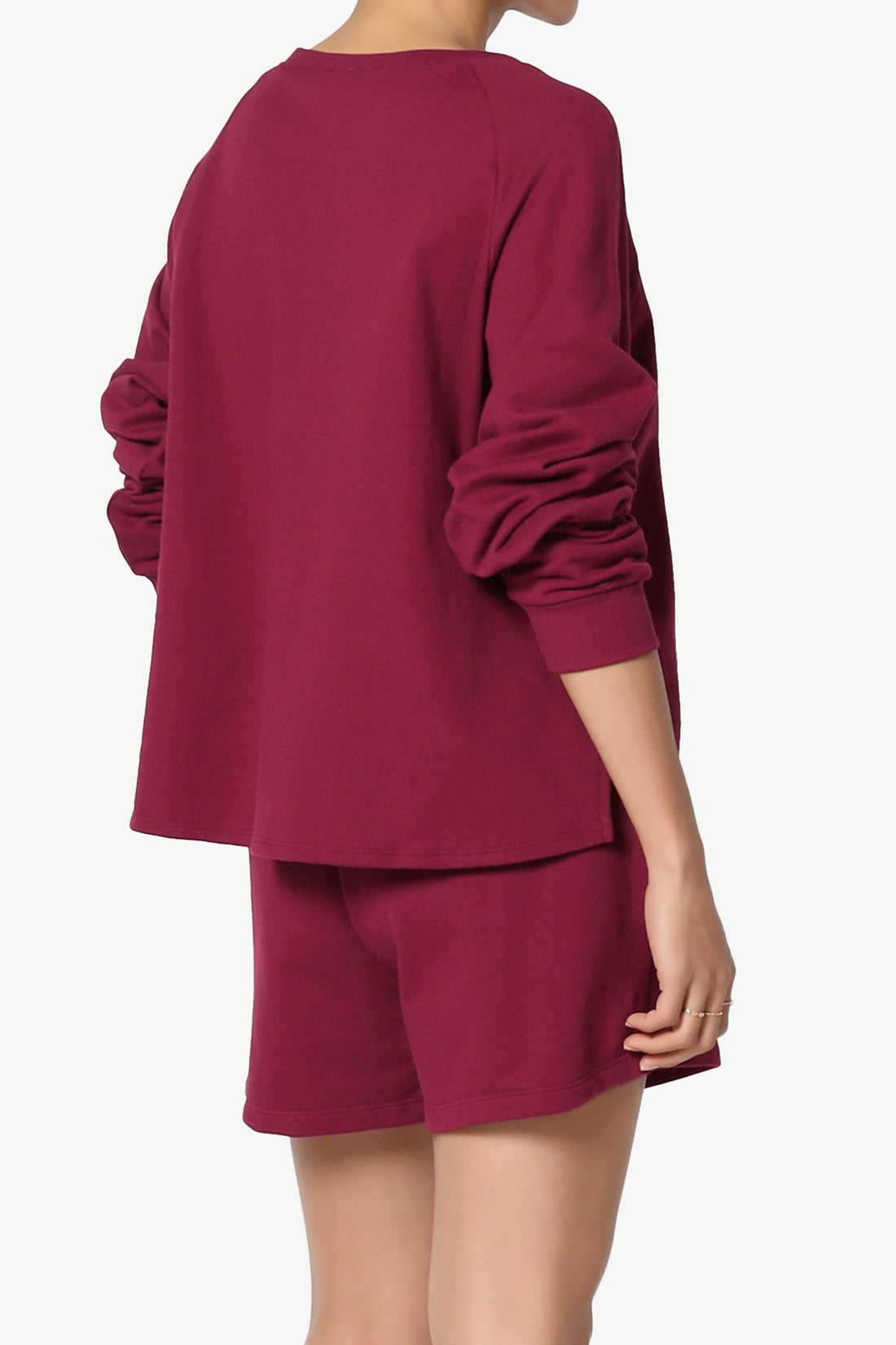 Oversized Cotton Terry Lounge Set – Long Sleeve Top & Drawstring Shorts