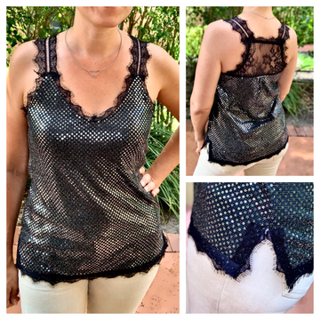 Sparkling Lace Detail Top