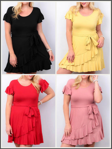 Ruffle Wrap Midi Dress
