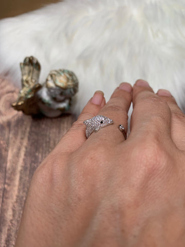 CZ Dolphin Sterling Silver Ring