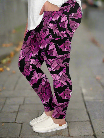 Bats Stained Glass Leggings w/ Pockets