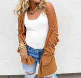 Soft Waffle Knit Cardigan w/ Thumbholes & Slouchy Pockets