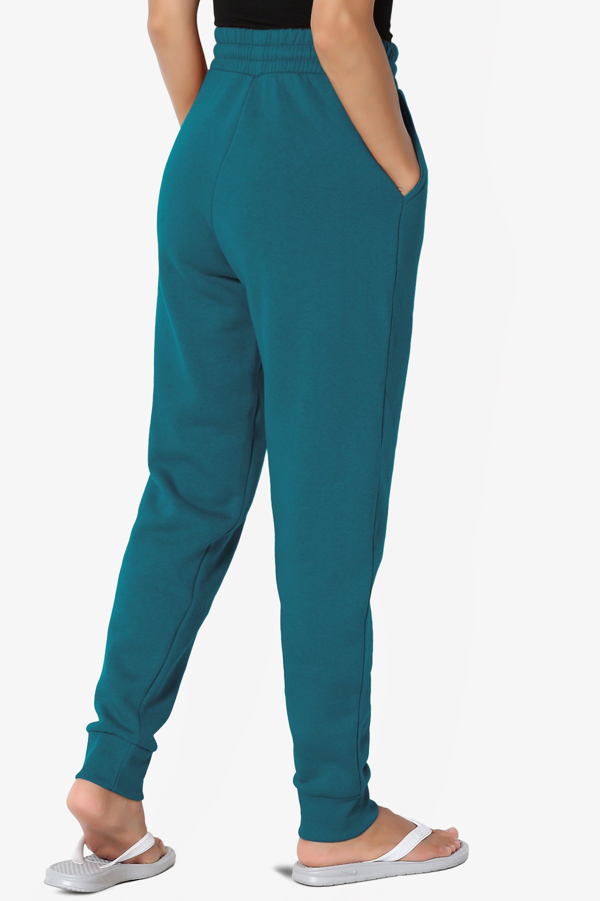 Active Lounge Fleece Drawstring Elastic High Waist Jogger Sweatpants w/ Pockets