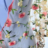 Sheer Floral Embroidered Open Front Kimono