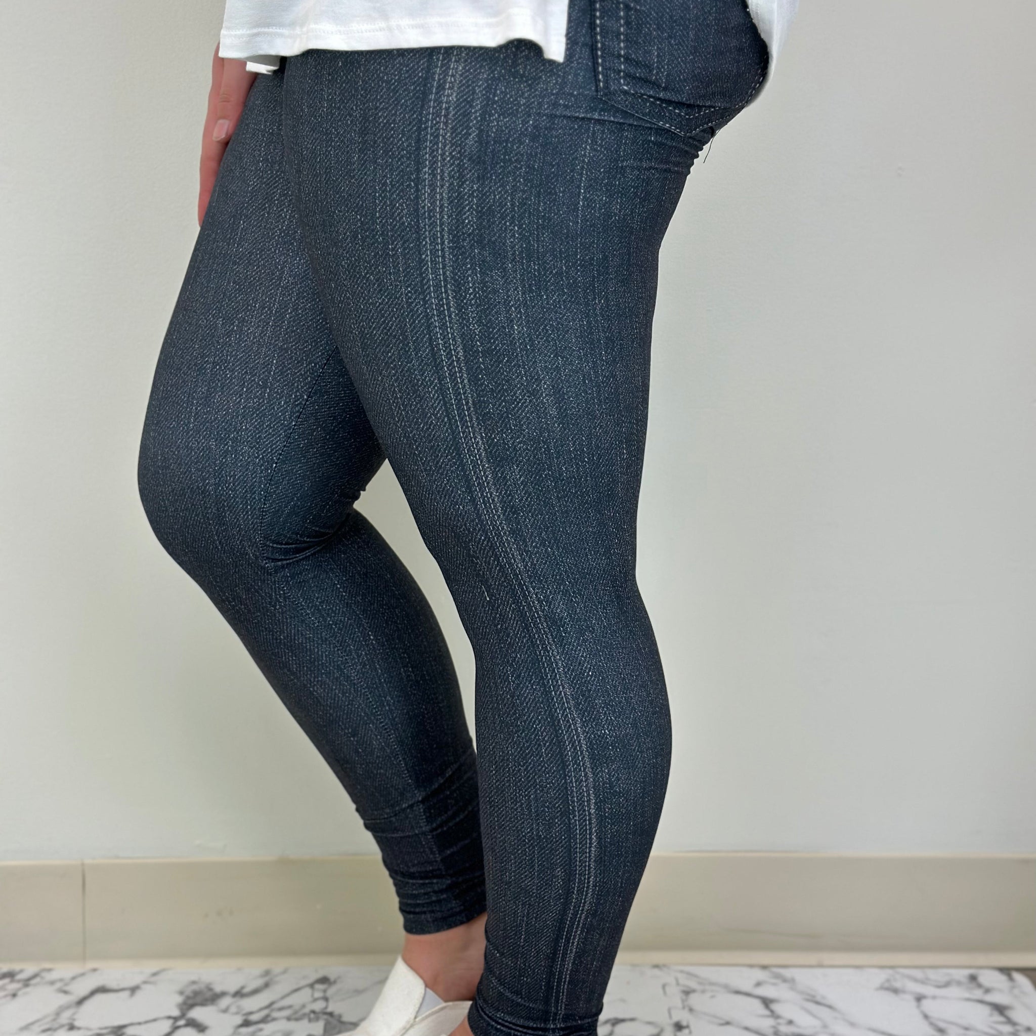 Black Denim Leggings w/ Butt Pockets