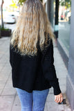 Follow Me Black Pointelle Knit Button Down Cardigan