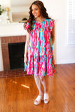 Feeling Bold Multicolor Abstract Print Tiered Ruffle Sleeve Dress