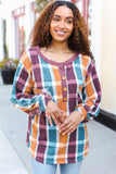 Adorable In Plaid French Terry Henley Pocket Top