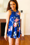 Sunny Days Navy Blue Floral Print Sleeveless Top