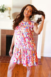 Multicolor Geometric Midi Flutter Sleeve Dress