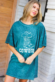 Emerald Cotton Blend COWGIRL Graphic Long Tee