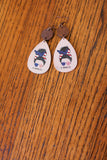 USA Flag "#MOMLIFE" Wooden Dangle Earrings