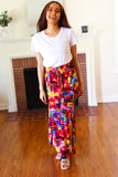 Vacay Vibes Kaleidoscope Smocked Waist Side Slit Palazzo Pants