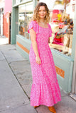 Perfectly You Fuchsia Ditzy Floral Fit & Flare Maxi Dress