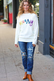 More the Merrier White Pop Up Lurex Sweater