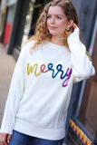 More the Merrier White Pop Up Lurex Sweater