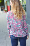 Magenta & Teal Vintage Two Tone Knit Top