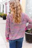 Bring Joy Magenta Multicolor Textured Waffle Knit Sweater