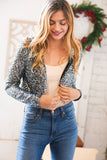 Holiday Sparkle Sequin Cropped Bolero Cardigan