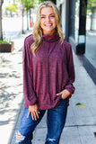 Weekend Ready Burgundy Brushed Mélange Mock Neck Sweater