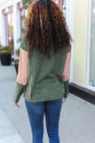 Holiday Vibes Taupe/Green Fleece Zip Up Cinched Hem Pullover