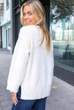 Classic Elegance Ivory Fuzzy Soft Knit Sweater