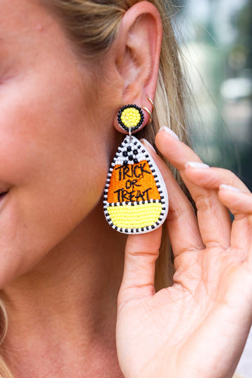 Candy Corn "Trick or Treat" Dangle Earrings