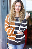Camel & Charcoal Striped Color Block Sweater