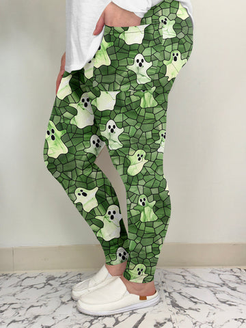 Green Ghost Leggings w/ Pockets